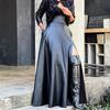 Mode Damenrock Hohe Taille Seitenschlitz Unregelmäßig Kunstleder Maxi Röcke für