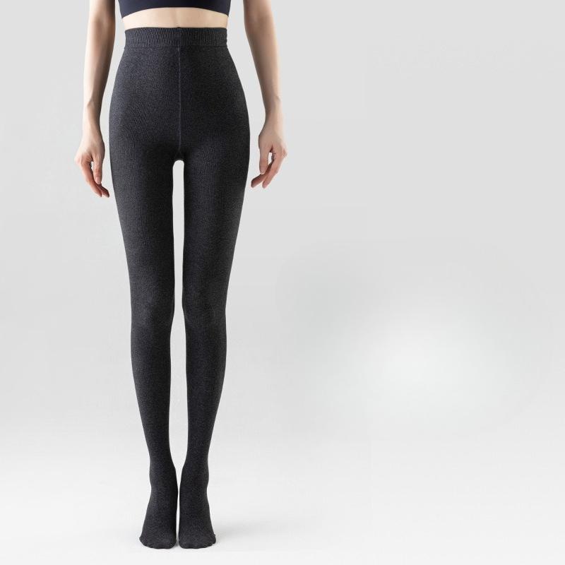 

Женские осенне-зимние черные хлопковые леггинсы в вертикальную полоску на флисовой подкладке, утолщенные, в рубчик, для верхней одежды, со штрипками, теплые, с закрытой стопой, цельные брюки One Size