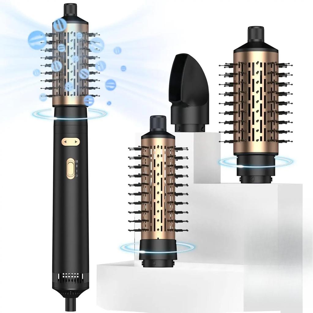 Rotating Hair Dryer Brush,3 in 1 Rotating Hot Air Brush with Detachable Brush,3 Heats and 2 Speeds Rotating Hair Dryer Brush