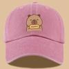 pc Capybara Happy Print Trucker Hat  Vintage Washed Adjustable Baseball Cap Breathable Unisex Outdoor Sun Hat with Cute Carto