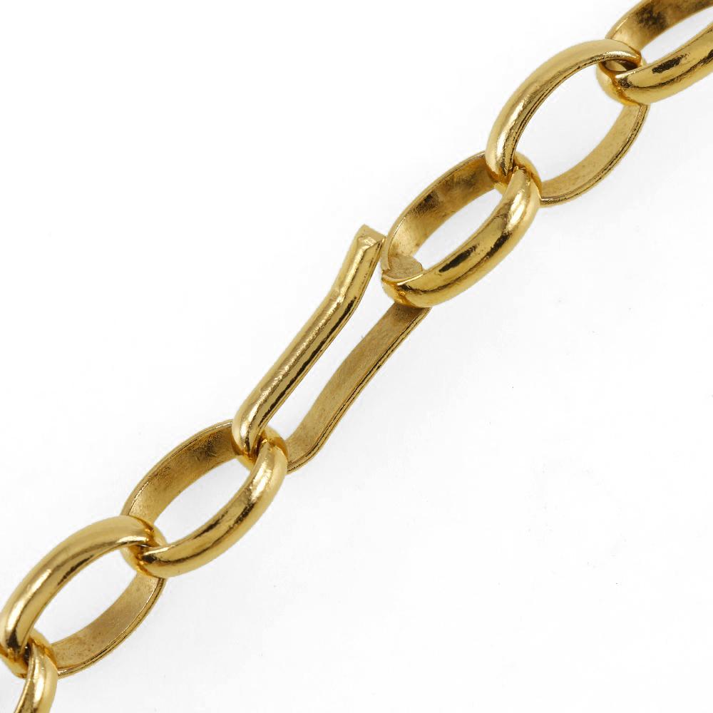 Chanel Round Logo Necklace Vintage Plated Gold 170g Women Used