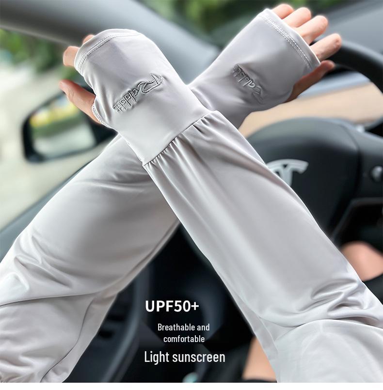 Damskie rękawki bez palców z lodowego jedwabiu chroniące przed promieniowaniem UV do jazdy na świeżym powietrzu