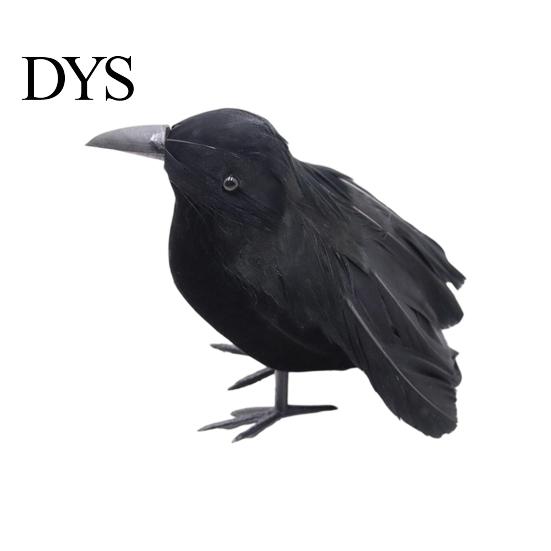 Realistic Feathered Crows Black Crow Halloween Decor, Lifelike Raven Figurine Prop Simulation Ravens for Haunted House, Artificial Bird Ornament Party