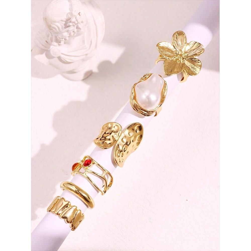 6 szt./zestaw Stop Galwanizowany Przesadzone Pierścionki Nieregularny Design Pierścionek Barokowy Luksusowe Akcesoria