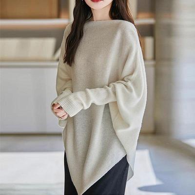 Damen Schal Umhang Pullover: Herbst/Winter Fledermausärmel, Lässiger Stil, Lockere Passform