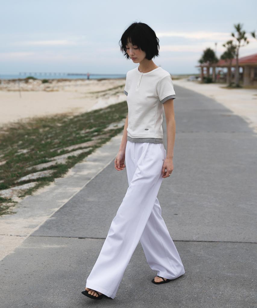 DEHEVE Layered Eyelet T-Shirt [Ivory]