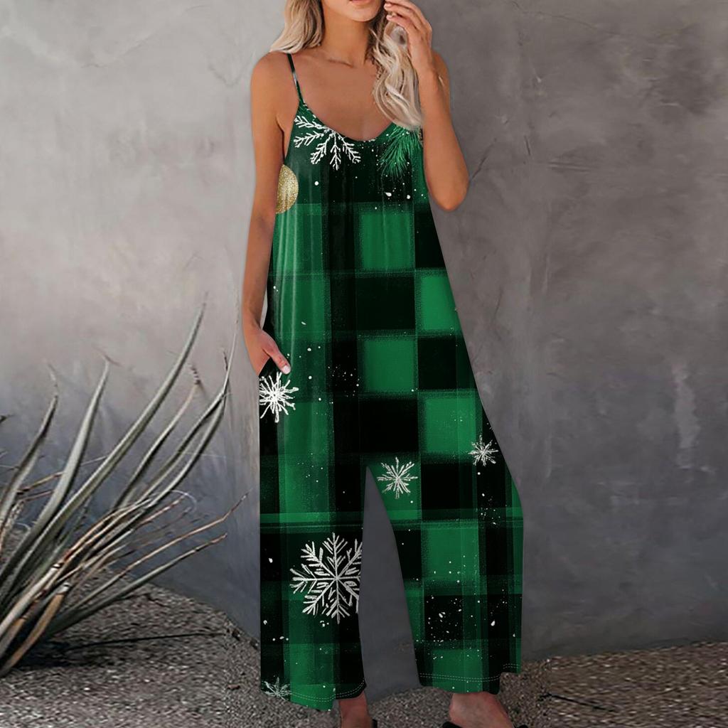 Bedruckter Damen-Overall, lässig, lockerer, verstellbarer Straps-Overall