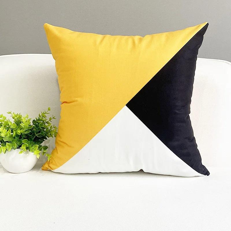 Fresh Elk Animal Pillowcase Nordic Striped Black and Yellow Contrast Color Pillow Cushion Cover Sofa Living Room Home Decoration