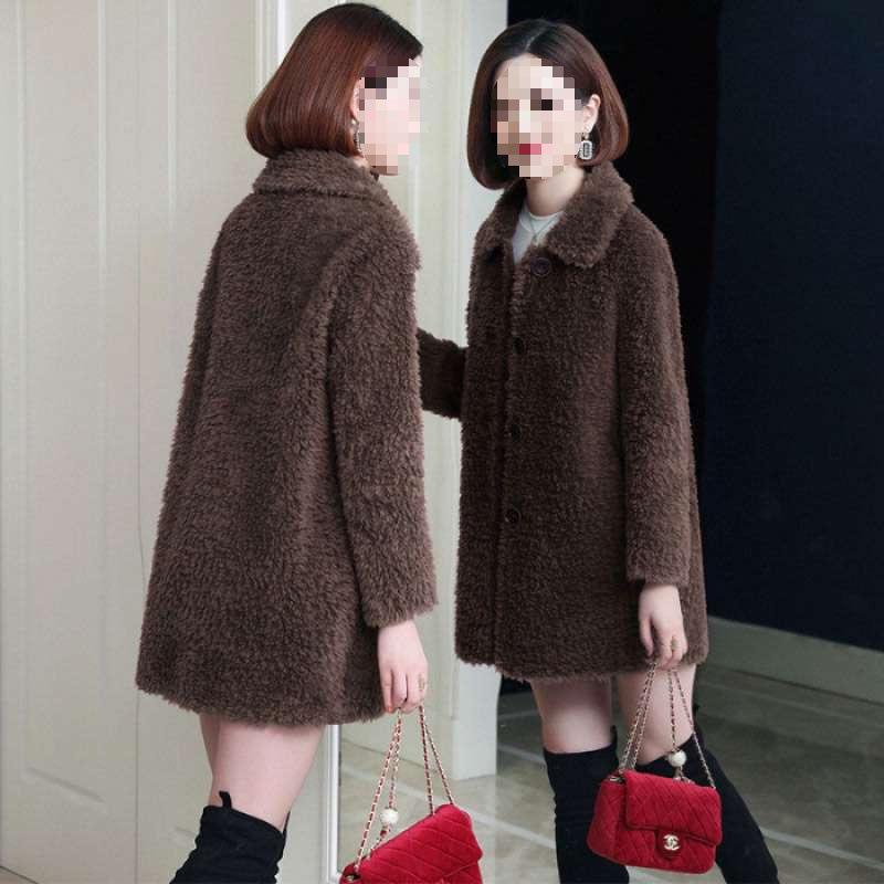 Women's Mid-Life & Senior Plus Velvet Faux Lambswool Coat - Winter Granular Fleece Jacket for Moms