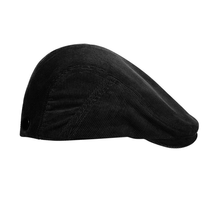 

Old retro forward hat sun hat big head circumference solid color versatile thermal corduroy beret hat Adjustable чорний