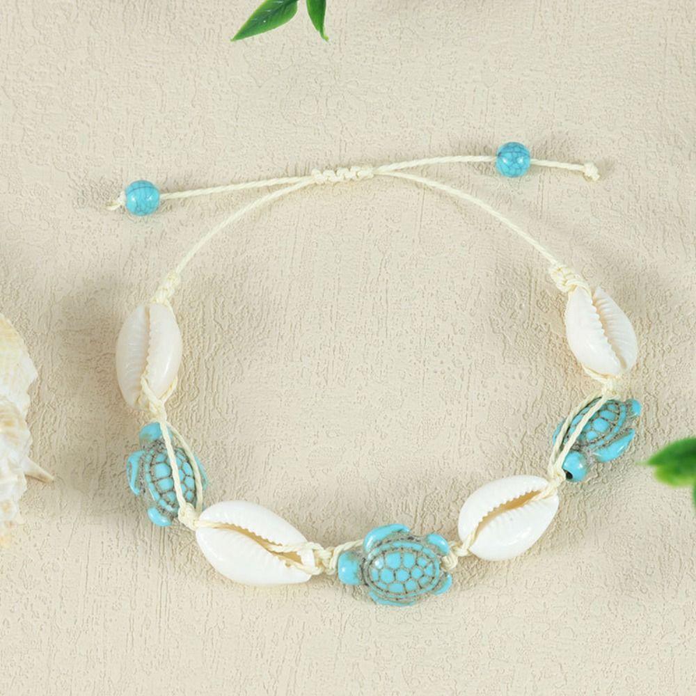 Sea Series Starfish Beaded Bracelet Jewelry Shell Beaded Handstring Turtle Woven Bracelet  Couple