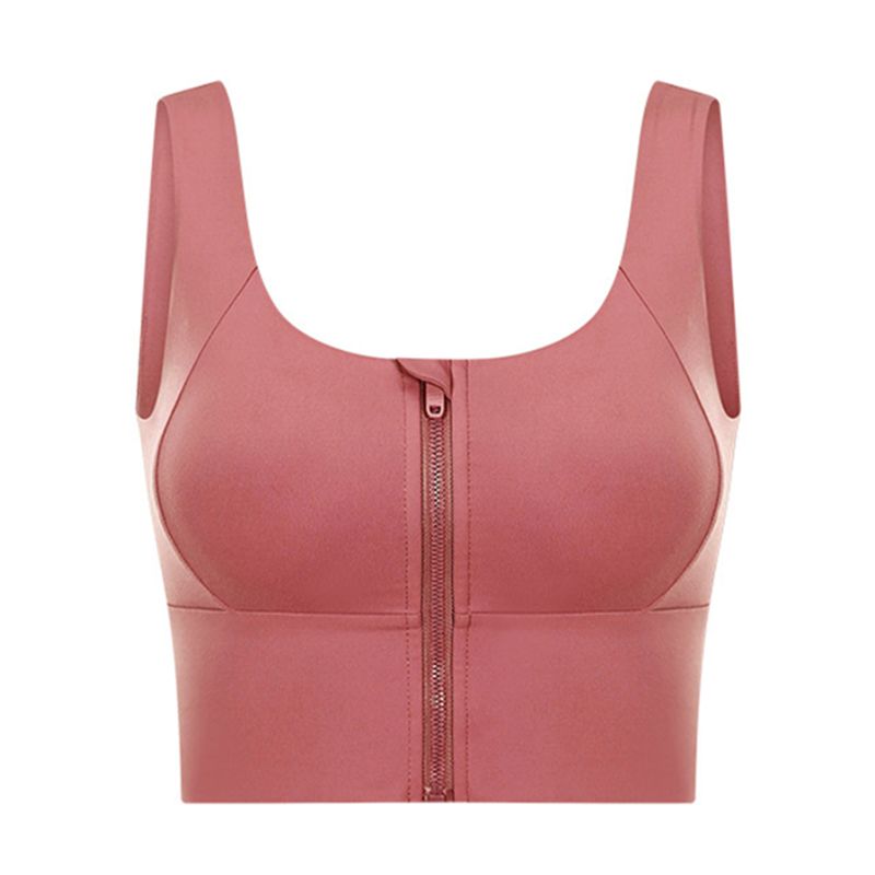 Original Quick-Drying Yoga Vest Women's Chest Pad Outwear Front Zipper Sports Intimates High Strength Running Workout Bra