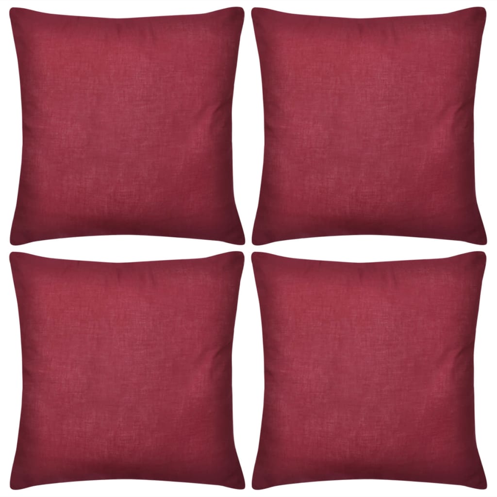 Cheap 4 Burgundy Cushion Covers Cotton 50 x 50 cm Joom