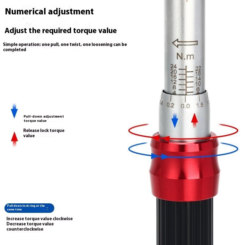 RIDERACE RR9512 1/4 Inch Drive Click Torque Wrench Set Bike 2-24Nm Adjustable Preset Torque Wrench Kit