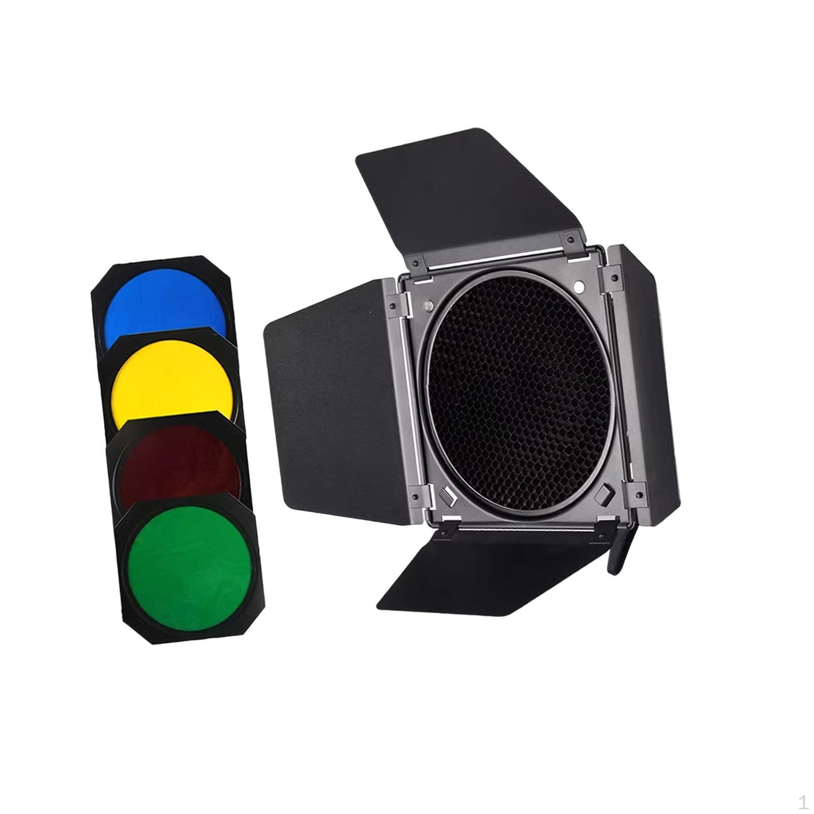 

Honeycomb Grid Flash Barndoor Accessories Stable 40cmx40cm Background 4 Color Gel Filters
