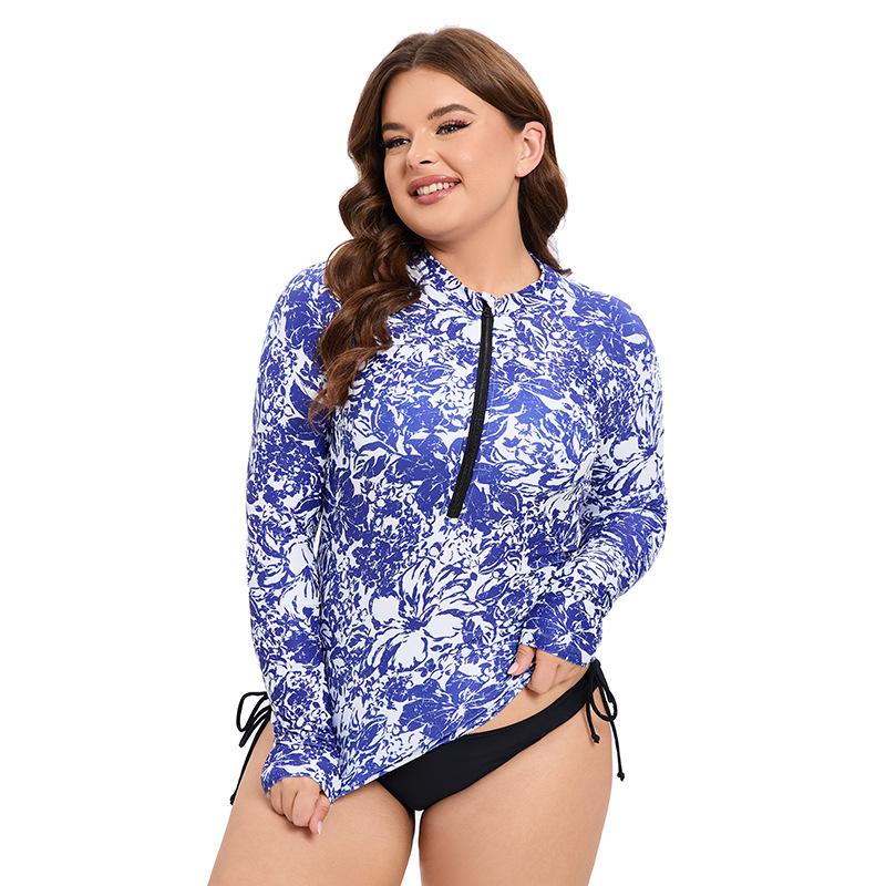 Women's Long-sleeved Sunscreen Split Large Size Women's Swimsuit Slim-fit Swimsuit