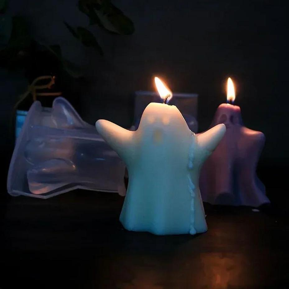 1 Pcs Cute Creative Shape Ghost Halloween Scented Candle Silicone Molds DIY Horror Skull Chocolate Candy Baking Mold Home Decor