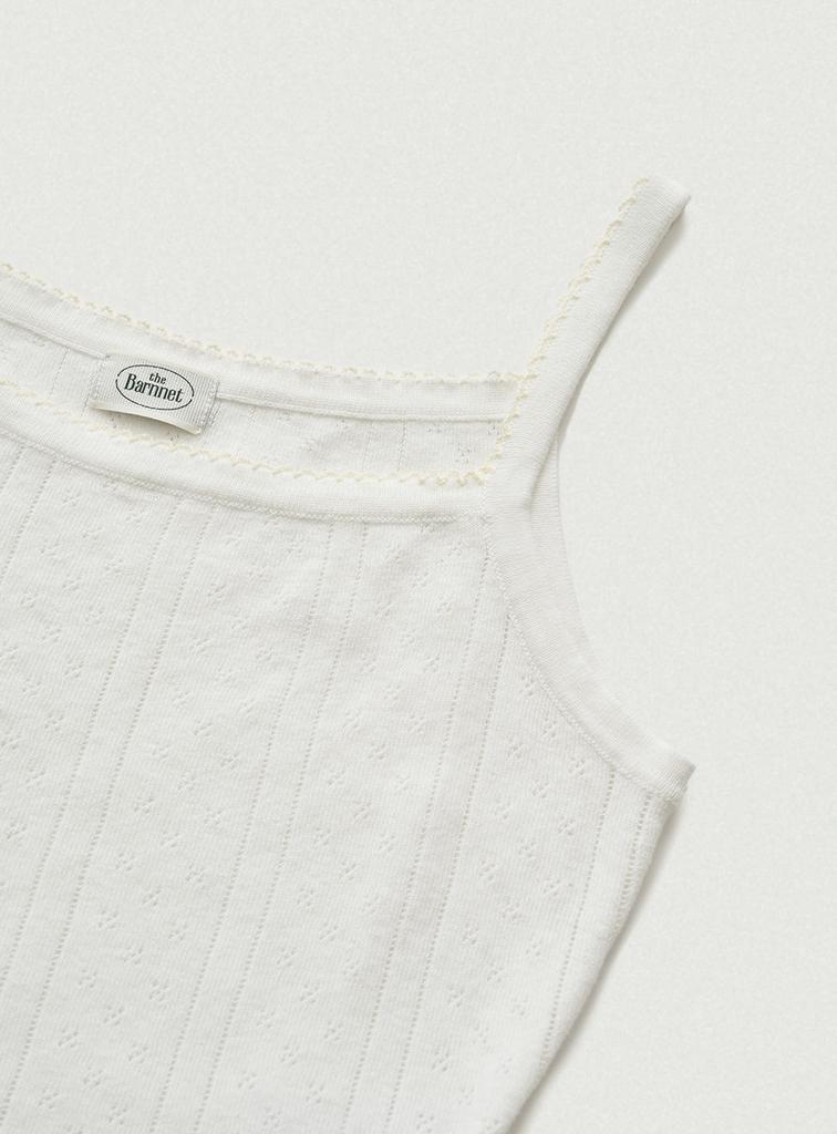 Deobanes Cotton Eyelet Knit Cardigan Ensemble With Sleeveless Top_Ivory