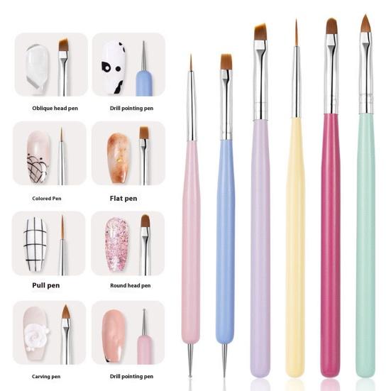 Zestaw Pędzli do Nail Artu Zestaw Pędzli do Malowania i Projektowania Paznokci do Żelu Akrylowego Detailingu Dottingu Ergonomiczne Rączki Narzędzie do Dottingu Paznokci dla Początkujących Profesjonalistów