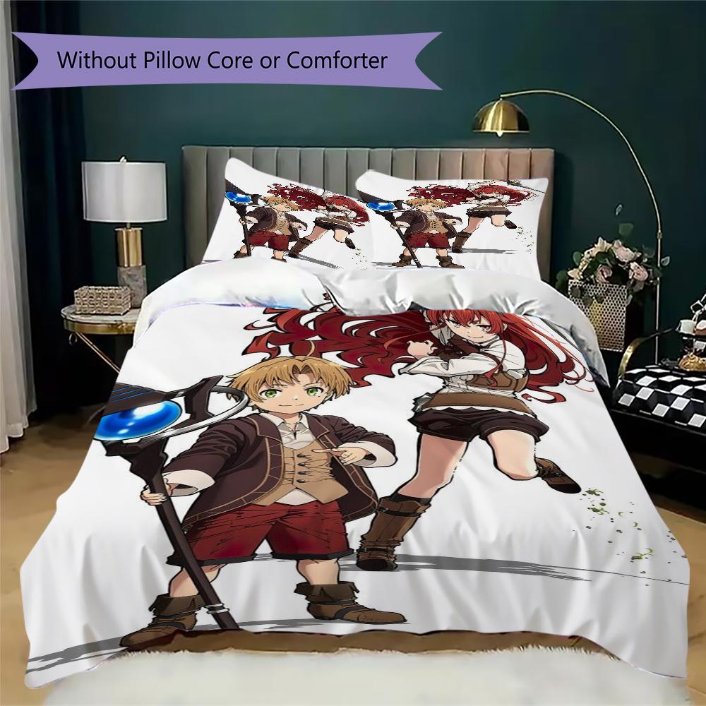 Mushoku Pattern Bedding,Quilt Set Quilt Cover Pillowcase Home Birthday Gift(1 * duvet cover + 2 * pillowcase, without core)_lx