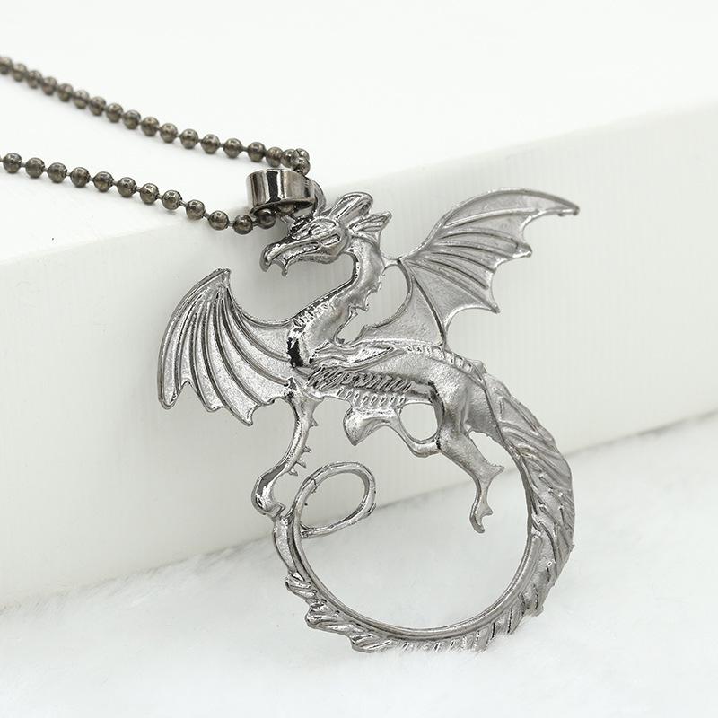 Collana Pendente Drago Cartoon Drip Retrò con Diamanti - Stile Disco Hip Hop Europeo & Americano