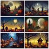Halloween Fotografie Hintergrund Horror Nacht Mond Dunkler Wald Schloss Kürbis Halloween Party Kinder Porträt Kulisse Fotostudio