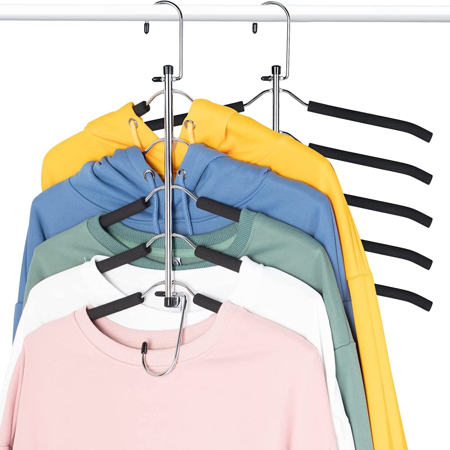 

DOIOWN Hangers Prevents clothes from losing their stainless no marks rotating tie for closets and 40cm - shape, non-slip, steel, left, 360° hook, чёрный