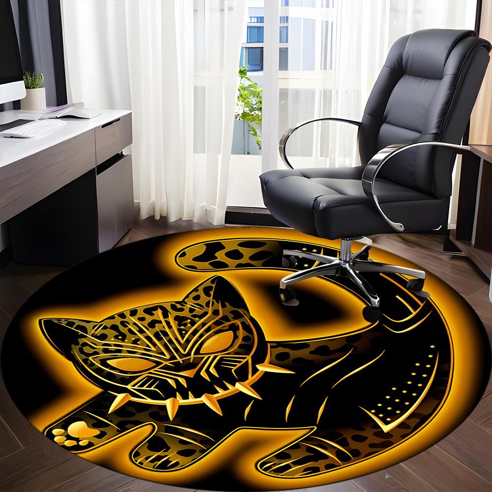 1 Stück Leopardenkatze Büro Runder Teppich, Matte Geeignet für Büro, Unter Bürostühlen Schlafzimmer Wohnzimmer Heimdekoration, Zimmerdeko