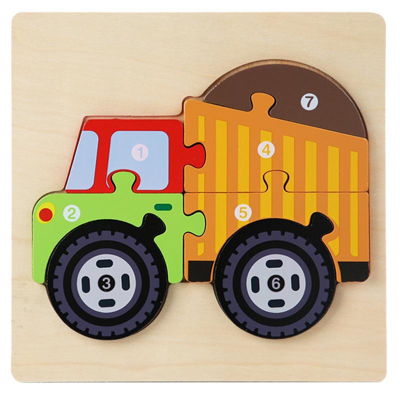Wooden Traffic Animal Puzzle Blocks - Educational Early Learning Toy for Children and Babies