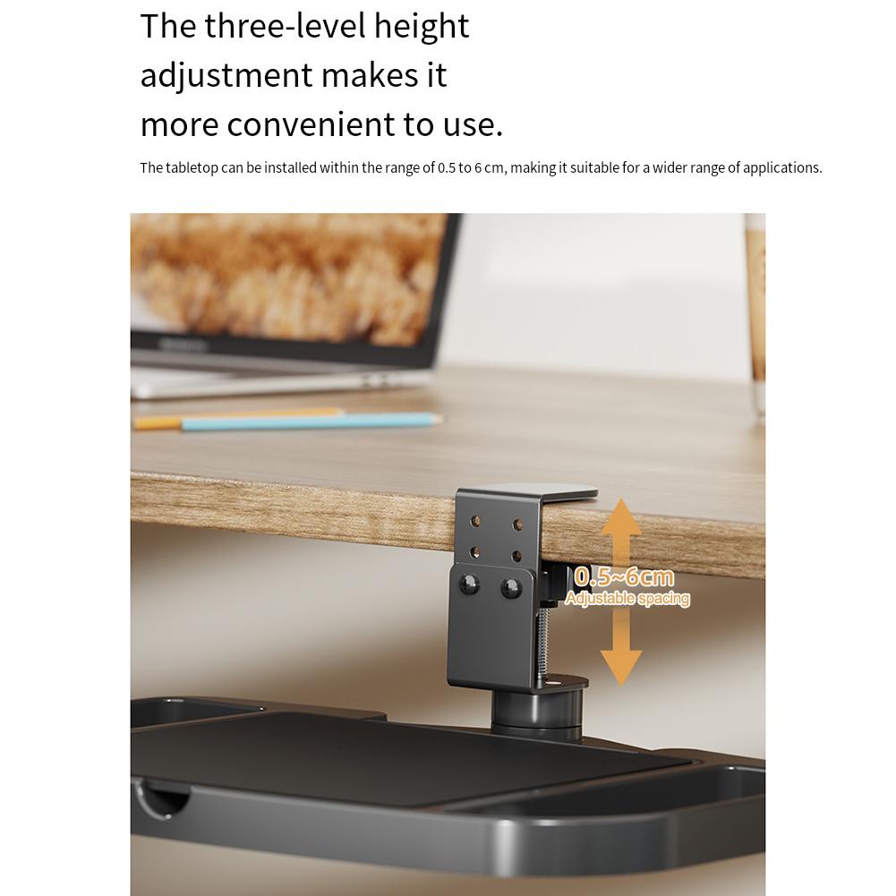 Height-adjustable Side Table Organizer Can Be Mounted Under Desk Space-saving Desktop Storage Bracket Rotates For Home Office