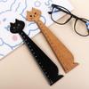 Cartoon Cat Wooden for School Office Home Drawing Ruler Straight Ruler Student Tools Sewing Ruler