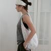 Floral Lace Shirring Shoulder Bag_White