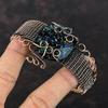 Svart etiopisk opal armband koppartrådsvirad manschettarmband ädelstensarmband justerbar manschett handgjort armband koppartrådssmycken för gåva
