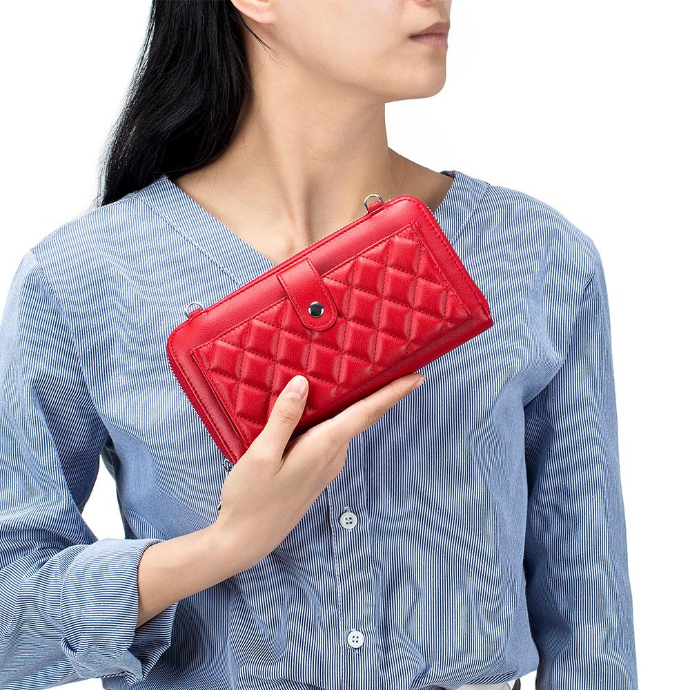 Wallet Women's Touch Screen Mobile Phone Bag Rhombus Sweet Shoulder Messenger Bag Multi-card Women's Zipper Clutch Bag