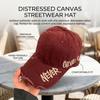 Embroidered Cross Washed Baseball Cap with Holes Punk Style Adjustable Streetwear Hat for Unisex