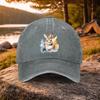 Watercolor Rabbit Print Washed Baseball Cap Adjustable Cotton Unisex Outdoor Headwear