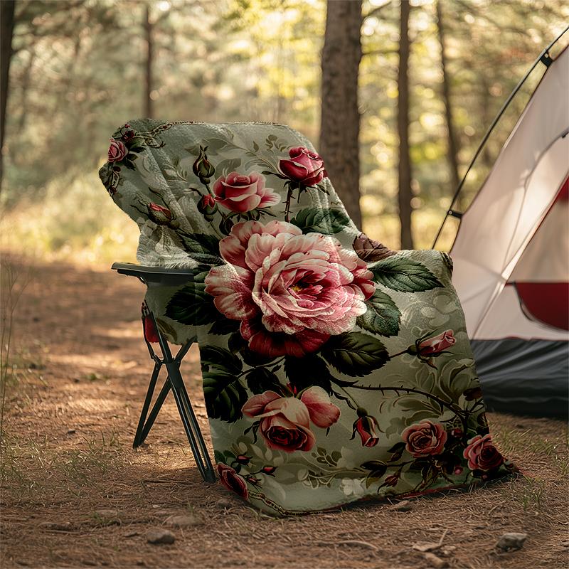 Roses Garden Print Flannel Blanket, Soft Warm Lightweight Throw Blanket for Living Room,Sofa Bed Camping Office