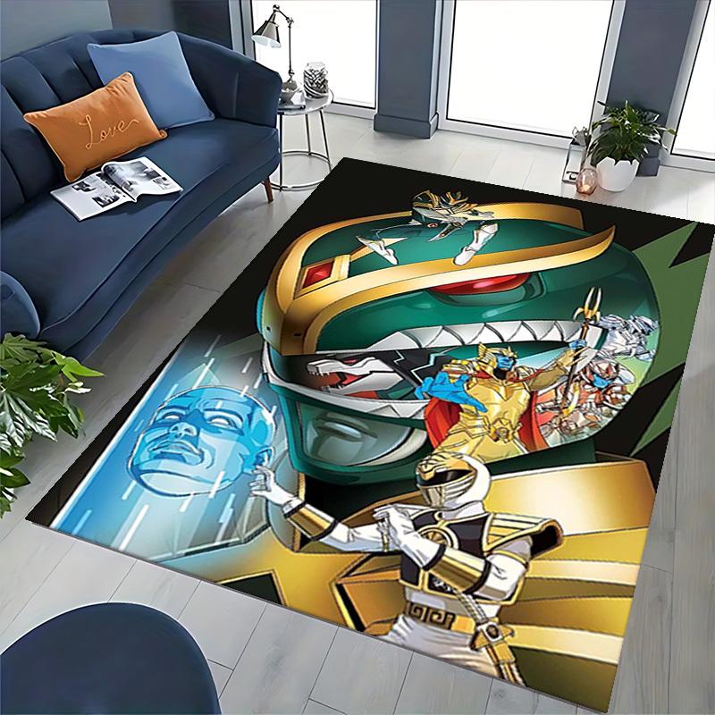 1pc Power Rangers Green Ranger Helmet Chair Mat - Anime Cartoon Design Office Desk Pad, Non-Slip Carpet for Home Decor, Gaming Room, Bedroom, Living R