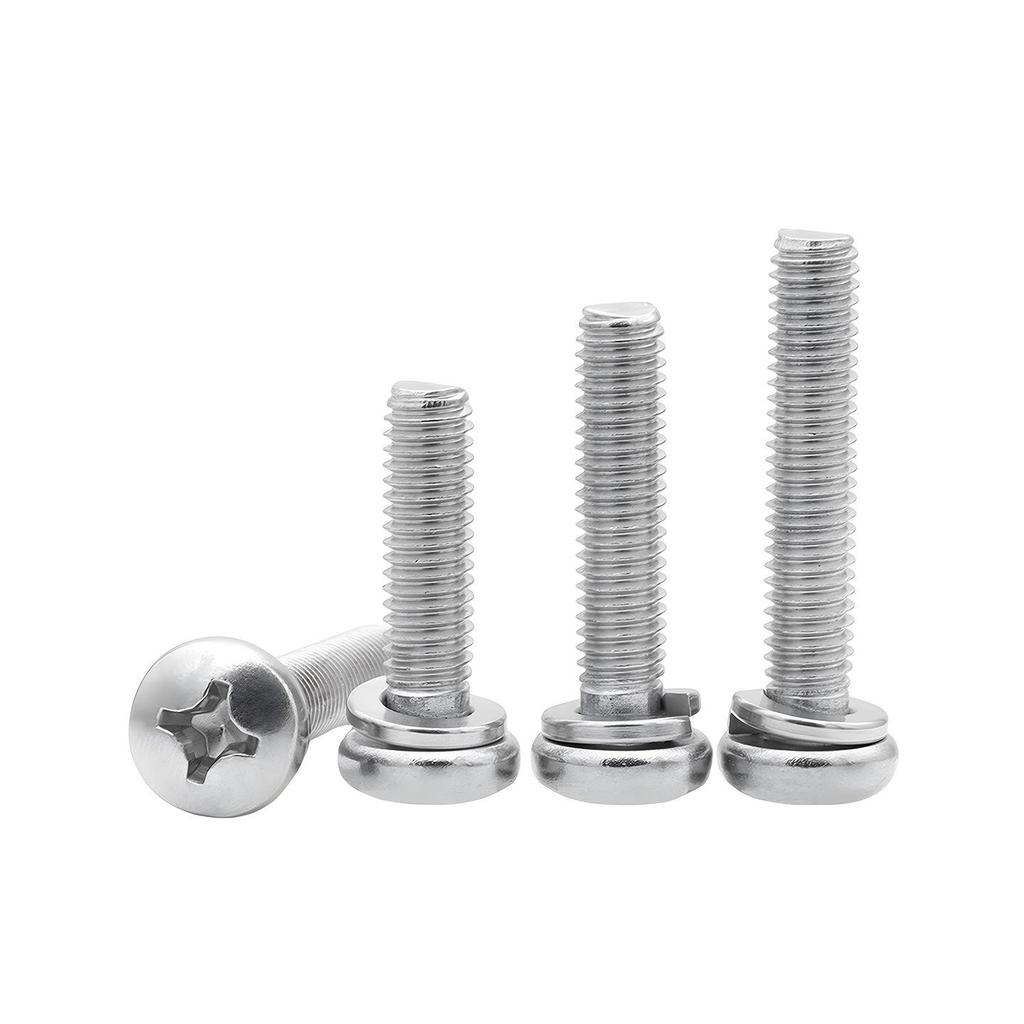 304 Stainless Steel Phillips Round Head Screw with Spring Washer