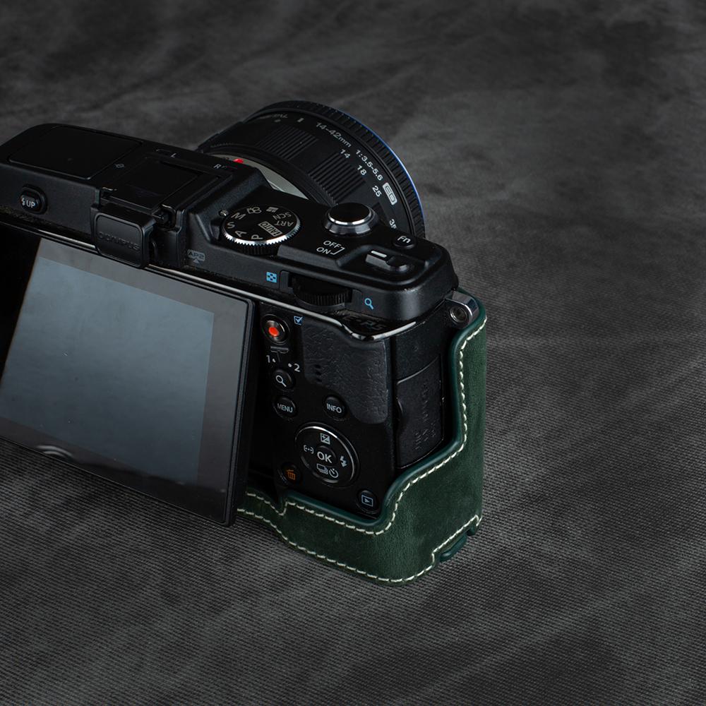Leather Camera Bag Half Base Body Case Cover For OLYMPUS PEN E-P5 Vintage Protective Case Camera Photography Accessories