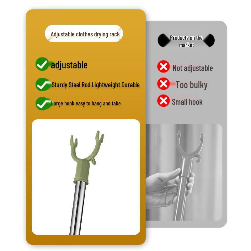 Telescopic Stainless Steel Clothes Drying Rack with Extension Rod