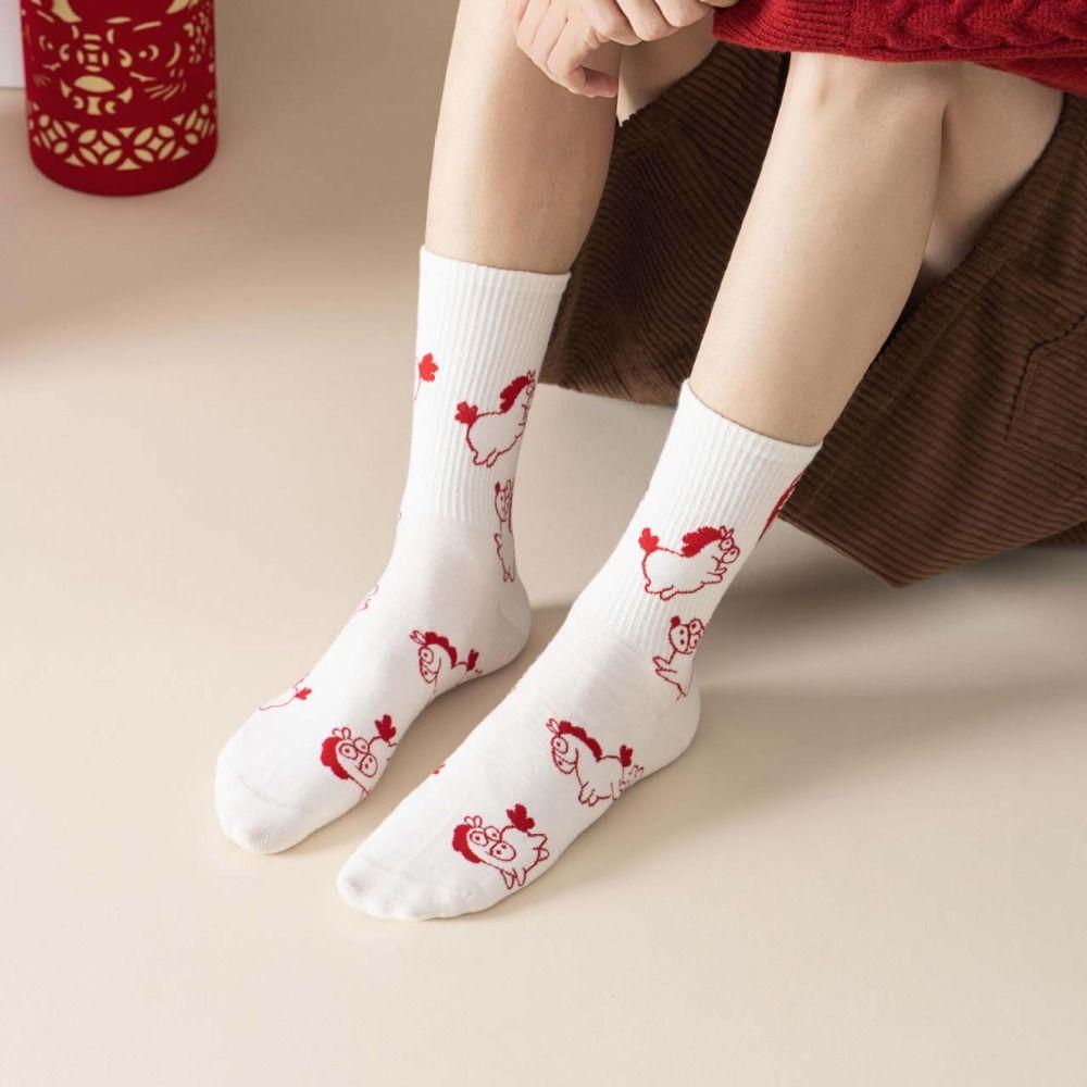 Chinese Culture Year of The Horse Socks Letter Zodiac Year Socks Creative New Year Tube Socks Gift