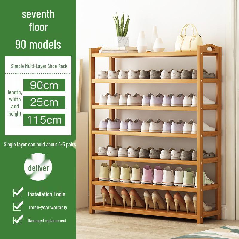 Camphor Bamboo Multi-layer Shoe Rack - Space-saving Floor Storage Cabinet for Dormitory Entrance