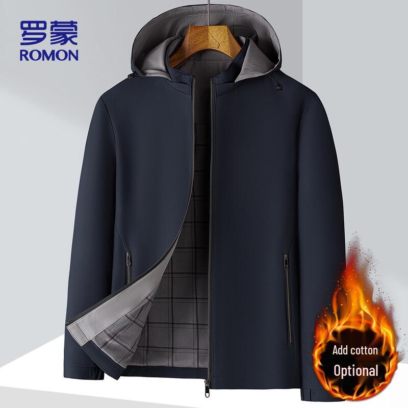 

ROMON Men s Hooded Business Casual Windproof Jacket XL