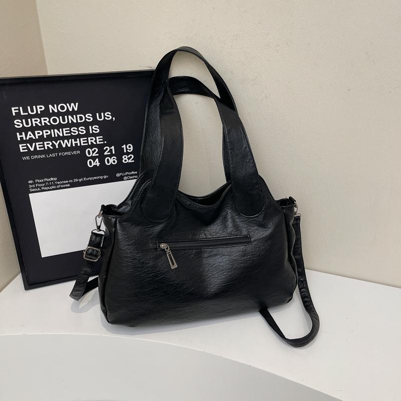 Myk skinn tote bag dame retro multifunksjonell skulderveske håndveske