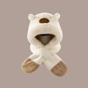 Thickened Capybara Hooded Scarf Set Soft Plush Plush Hat Scarf Set  Cycling Protection