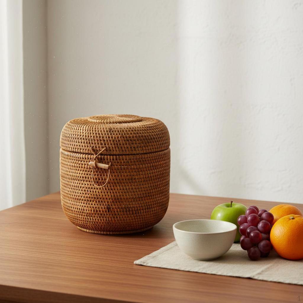 Rattan Storage Box Rustic Design Woven Fruit Bowl Versatile Weave Decorative for