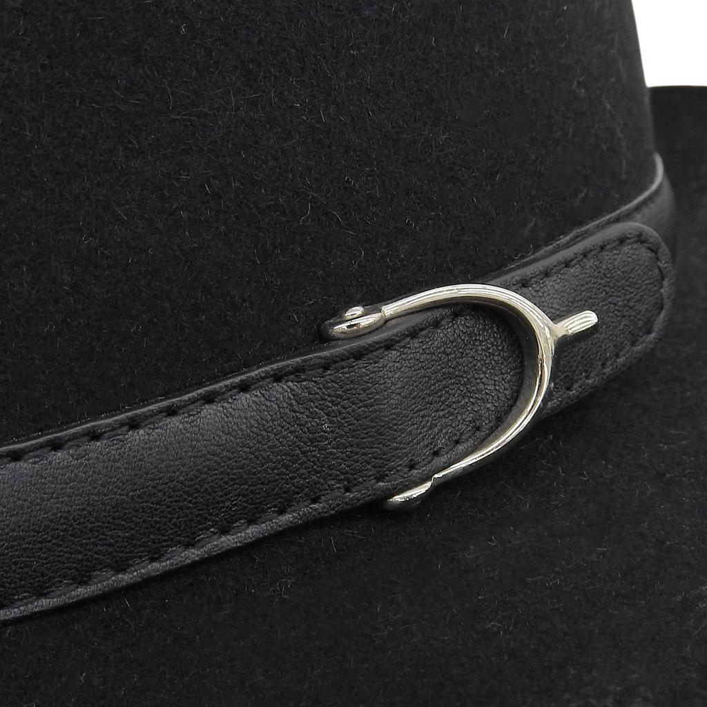 Excellent GUCCI hat 100% Felt Leather Foldover black Rabbit mens M Used