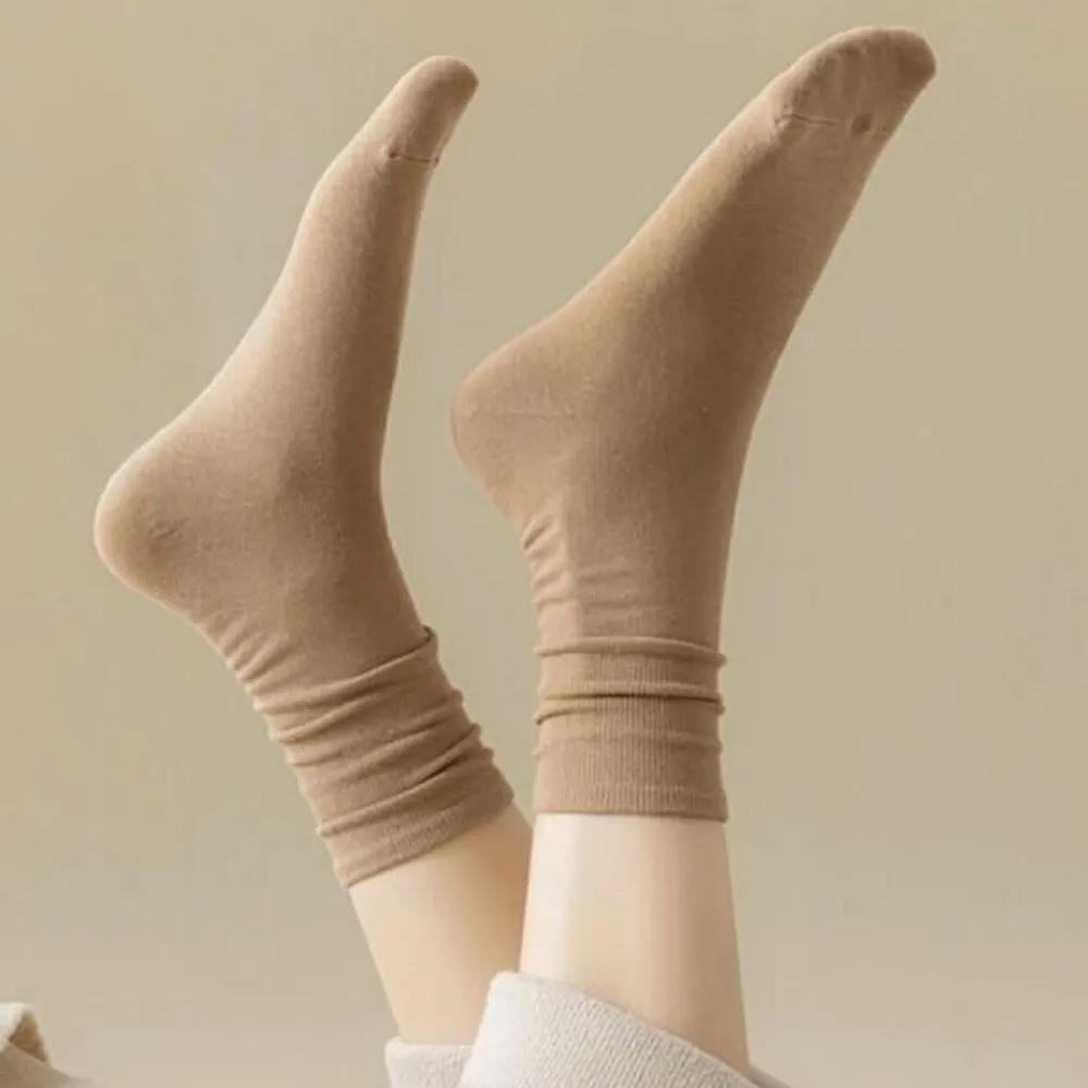 Women's High-Crop Socks, Fine-Woven Cotton Socks, 6-Piece Set