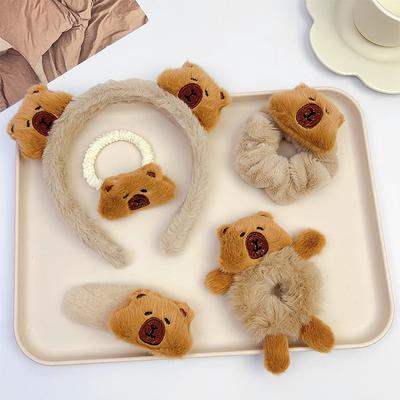 Bandeau capybara, élastique à cheveux en fourrure, pince à cheveux capybara mignonne, accessoire de coiffure en fourrure, pinces BB, cadeau d'anniversaire pour les filles